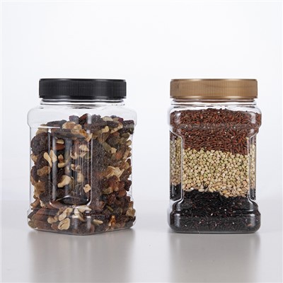 Borcane pătrate transparente din plastic auriu